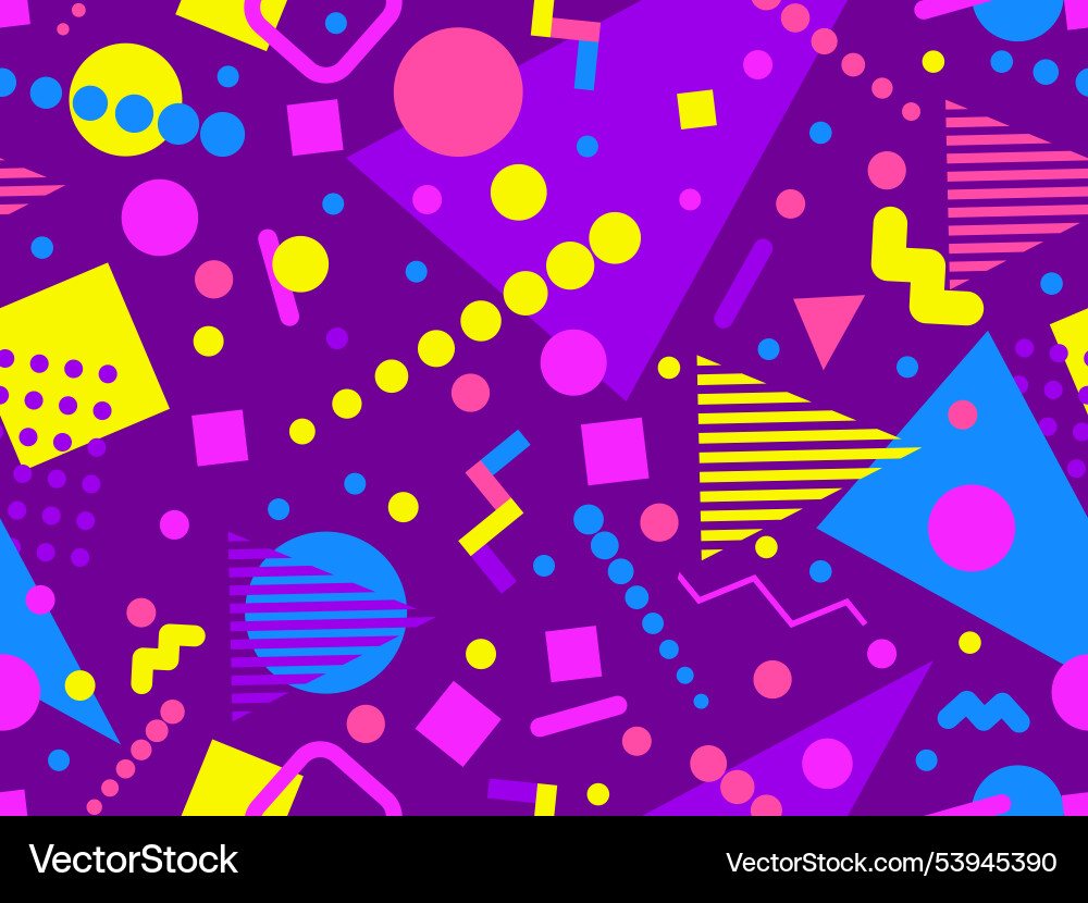 Geometric seamless pattern with memphis elements Geometric seamless pattern with memphis elements vector image
