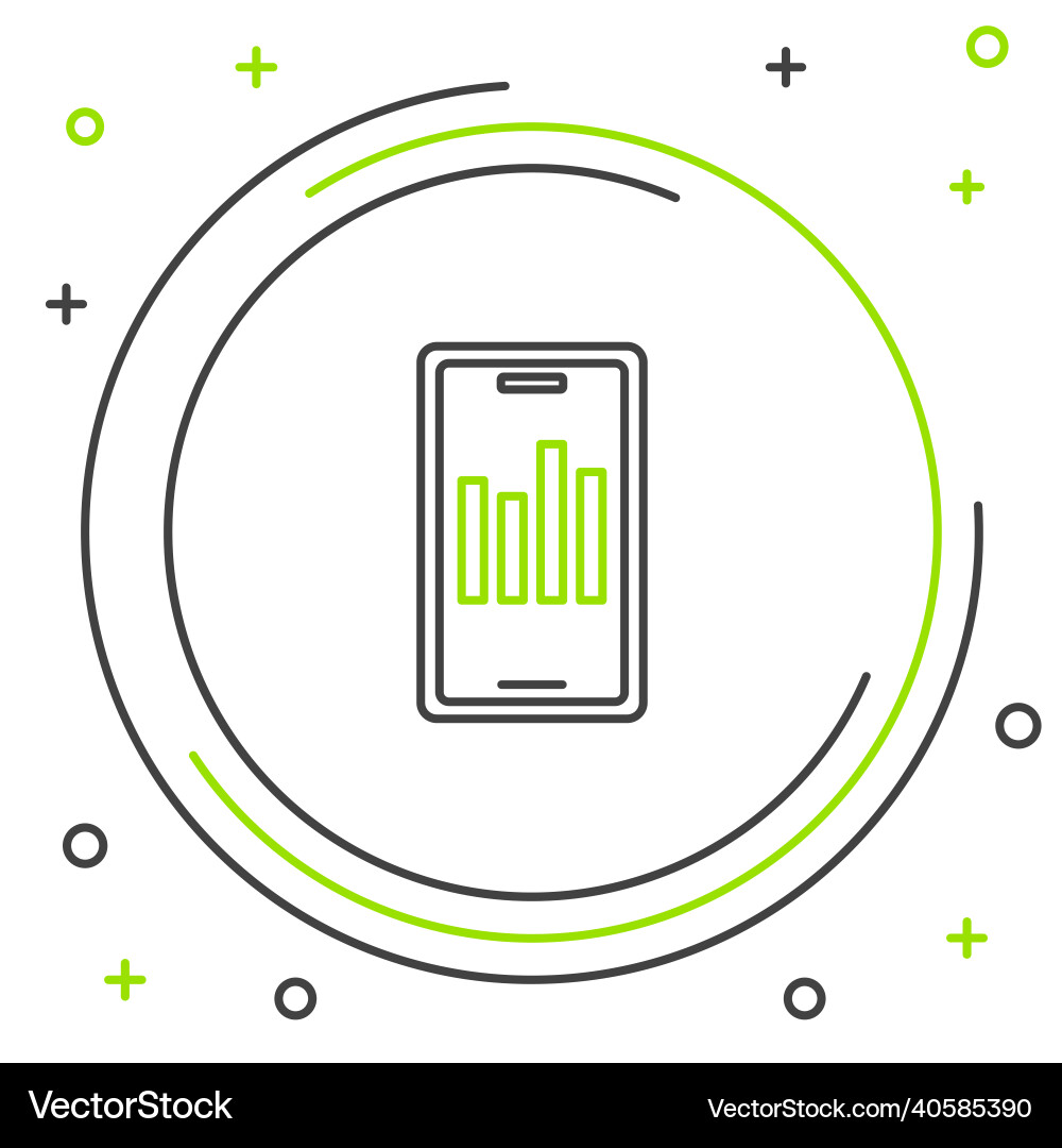 Line mobile phone with graph chart icon isolated Vector Image