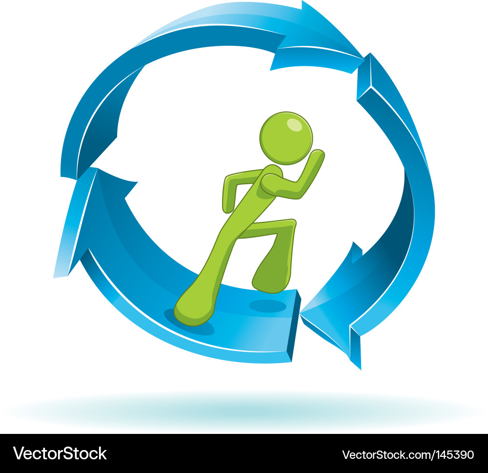 Running Man Arrows with Cycle vector image