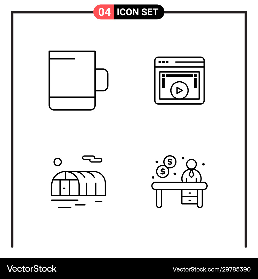 Set 4 line style icons for web and mobile Set 4 line style icons for web and mobile Vector Image