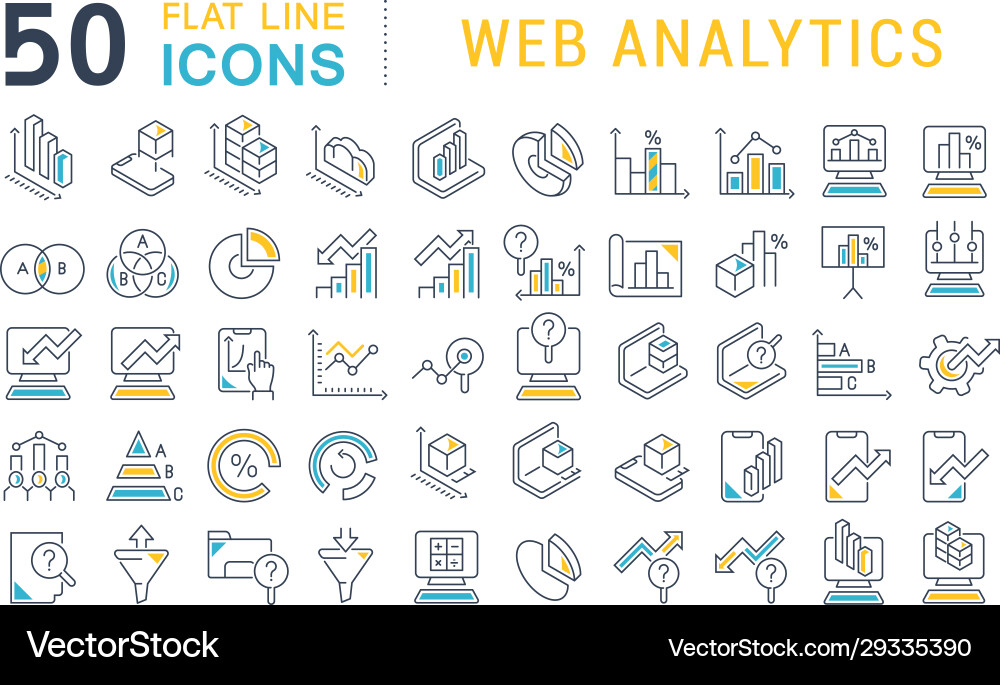 Set line icons web analytics Set line icons web analytics vector image