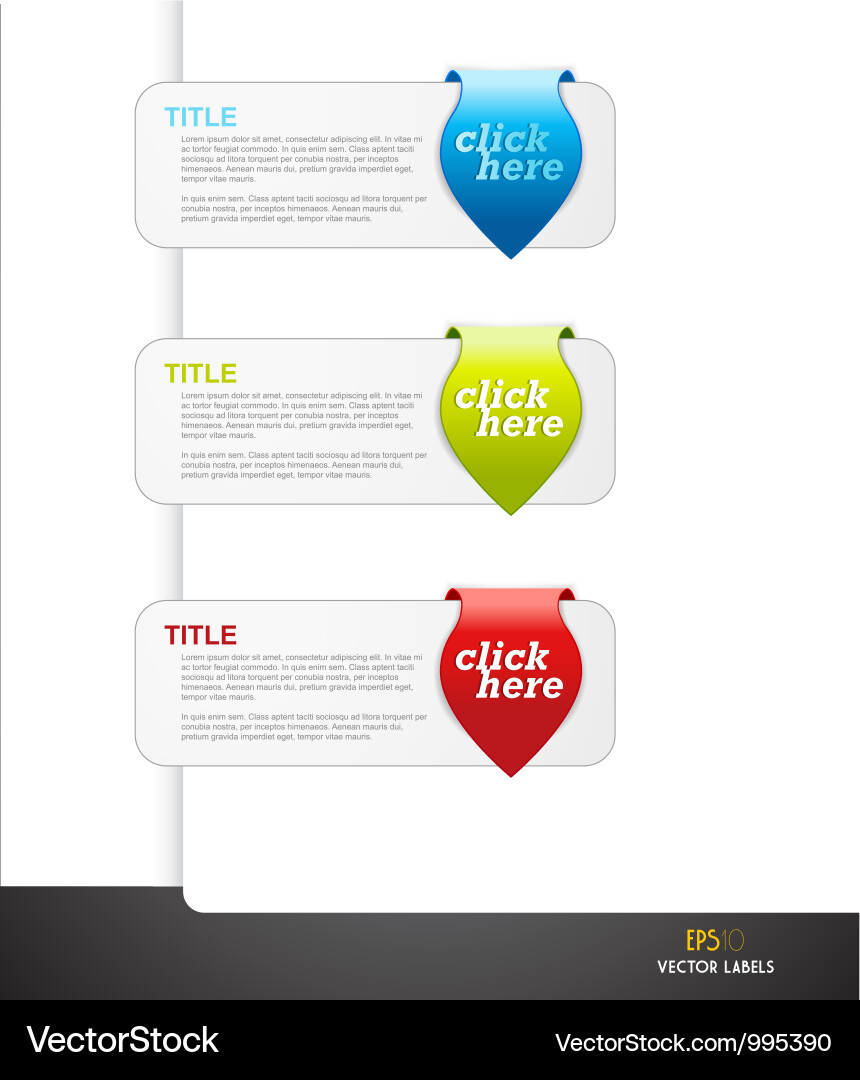 Set of arrows with labels for your own text Vector Image
