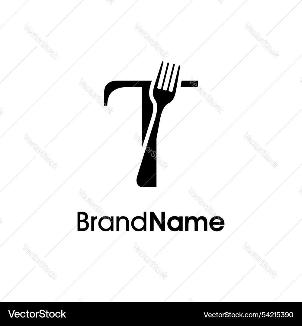 Simple and unique initial t fork logo Vector Image