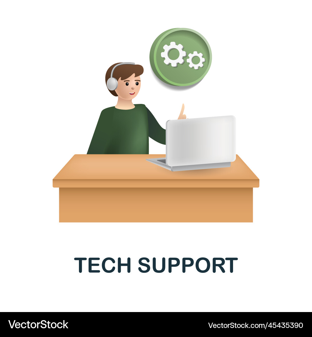 Tech support icon 3d from engineering collection Vector Image