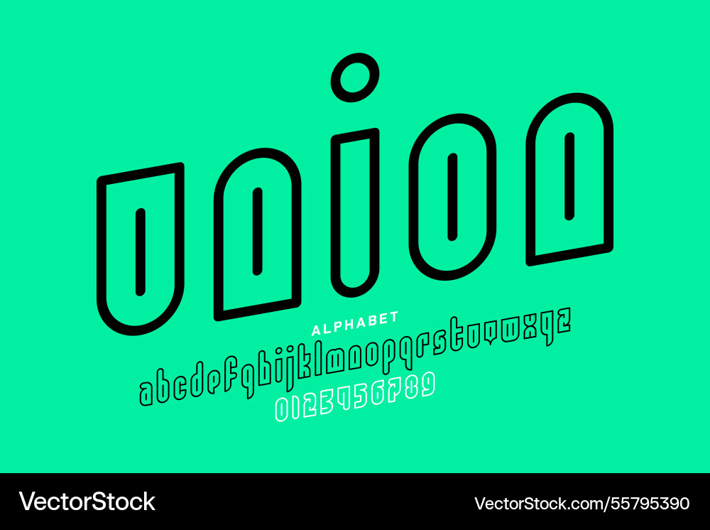 Union outline font alphabet letters and numbers Union outline font alphabet letters and numbers vector image