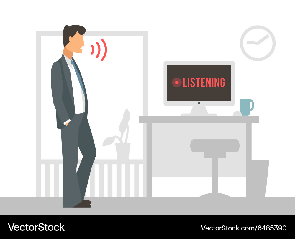 Voice control smart computer Vector Image