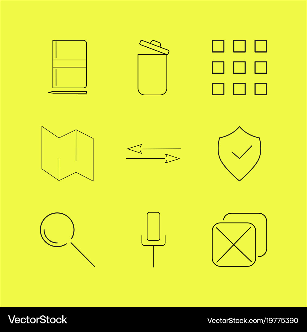 Web linear icon set simple outline icons Vector Image