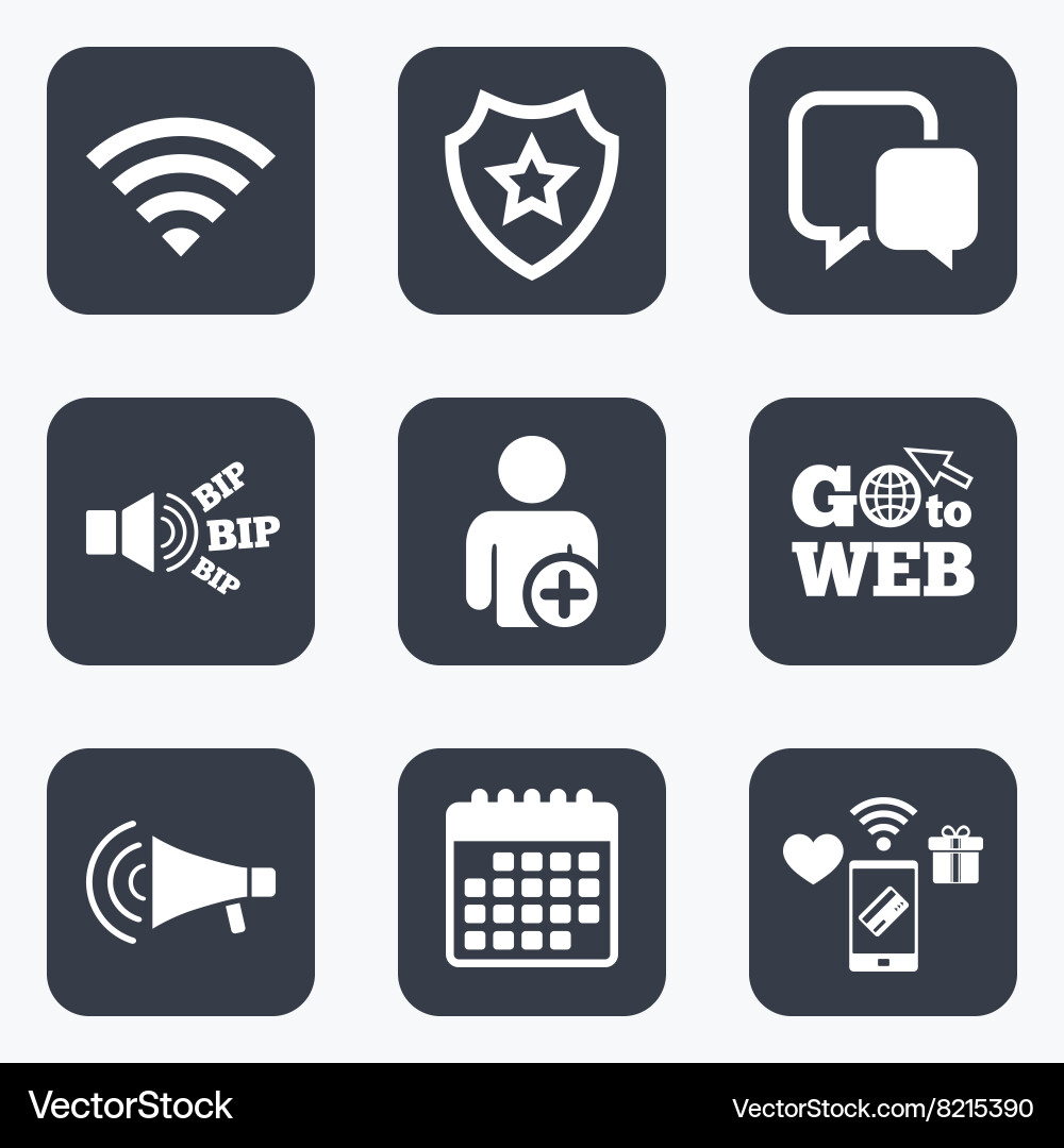 Wifi and chat bubbles add user megaphone Vector Image