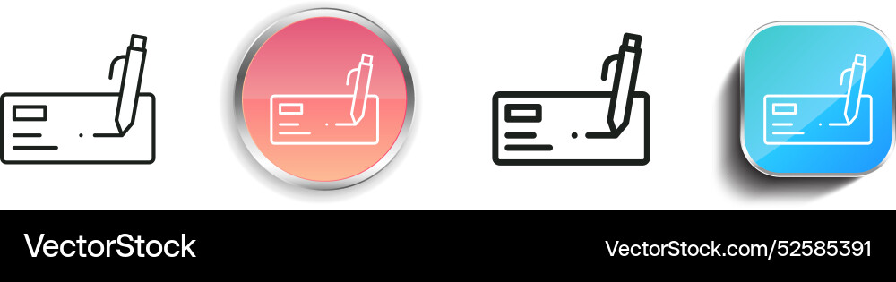 Cheque icon thin linear regular and button style vector image