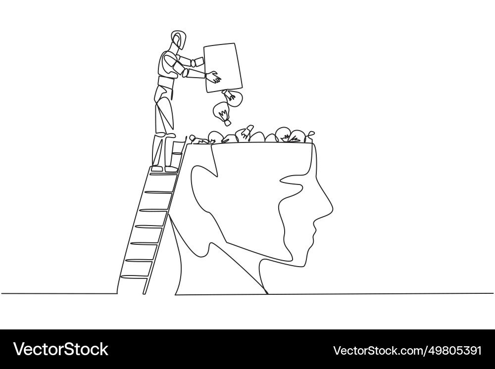 Continuous one line drawing robot climb Continuous one line drawing robot climb Vector Image