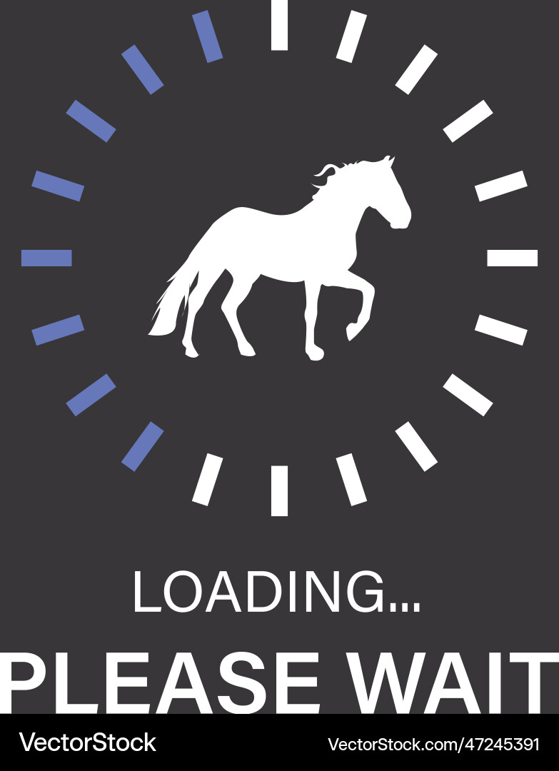 Horse loading please wait Vector Image