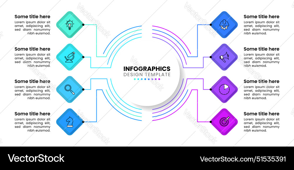 Infographic template 8 linked steps with a title Infographic template 8 linked steps with a title vector image
