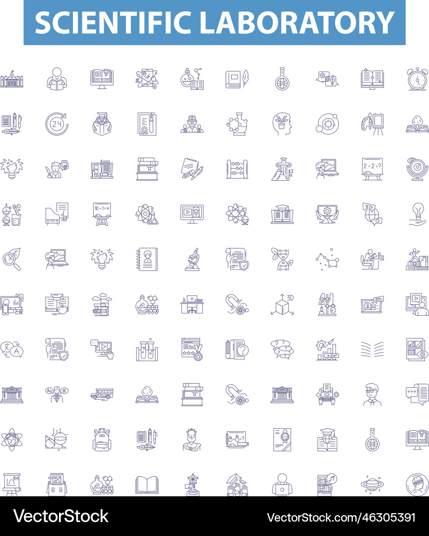 Laboratory Line Icons - Science Set Vector Image