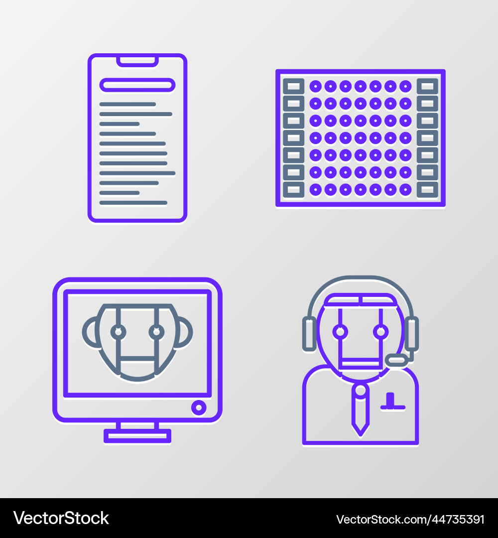 Set line worker robot bot printed circuit board Vector Image