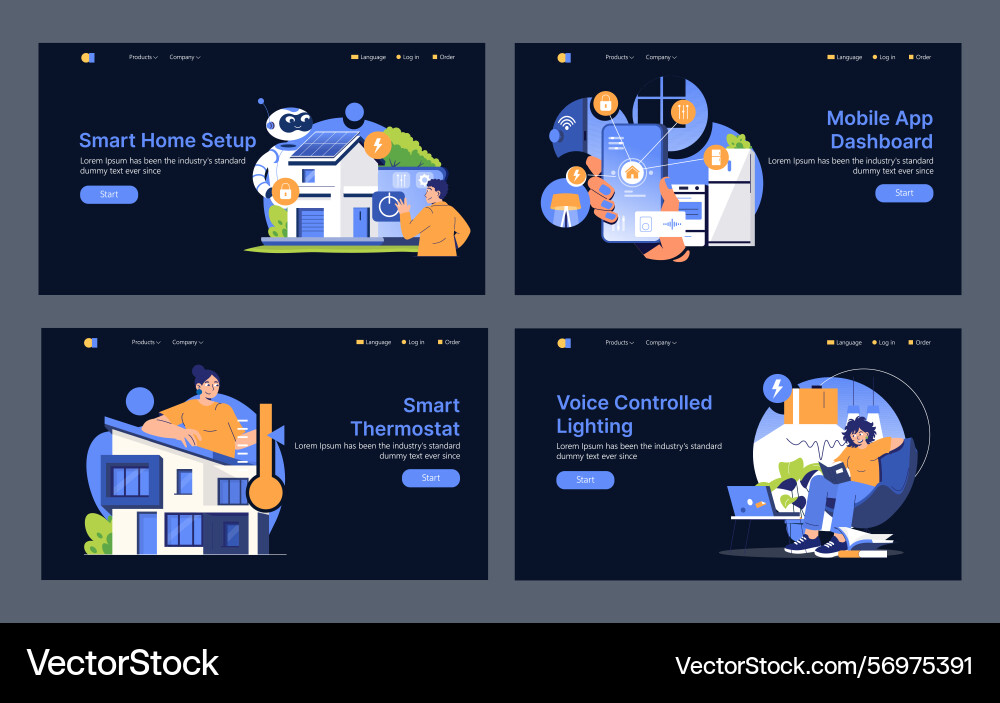 Smart home automation setup and mobile app Smart home automation setup and mobile app Vector Image