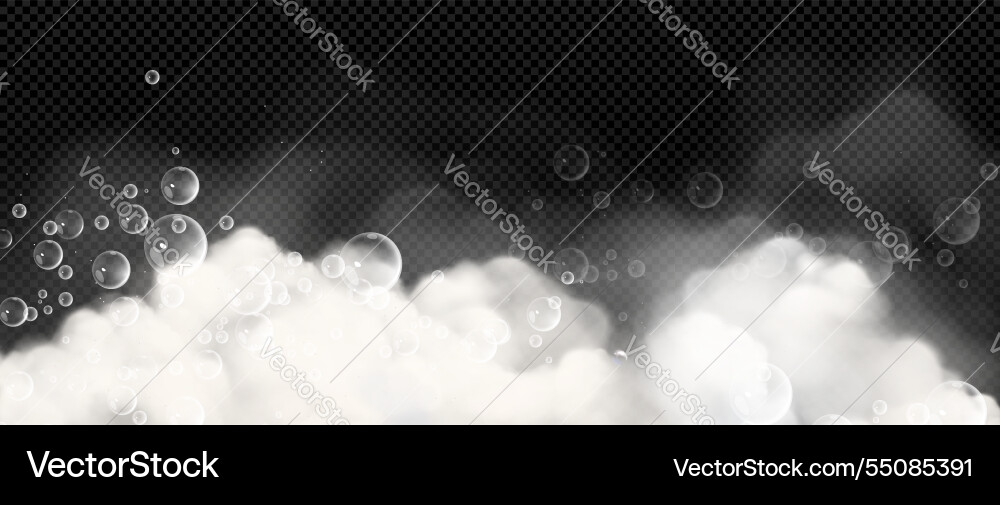 Soap foam composition with floating bubbles Soap foam composition with floating bubbles vector image