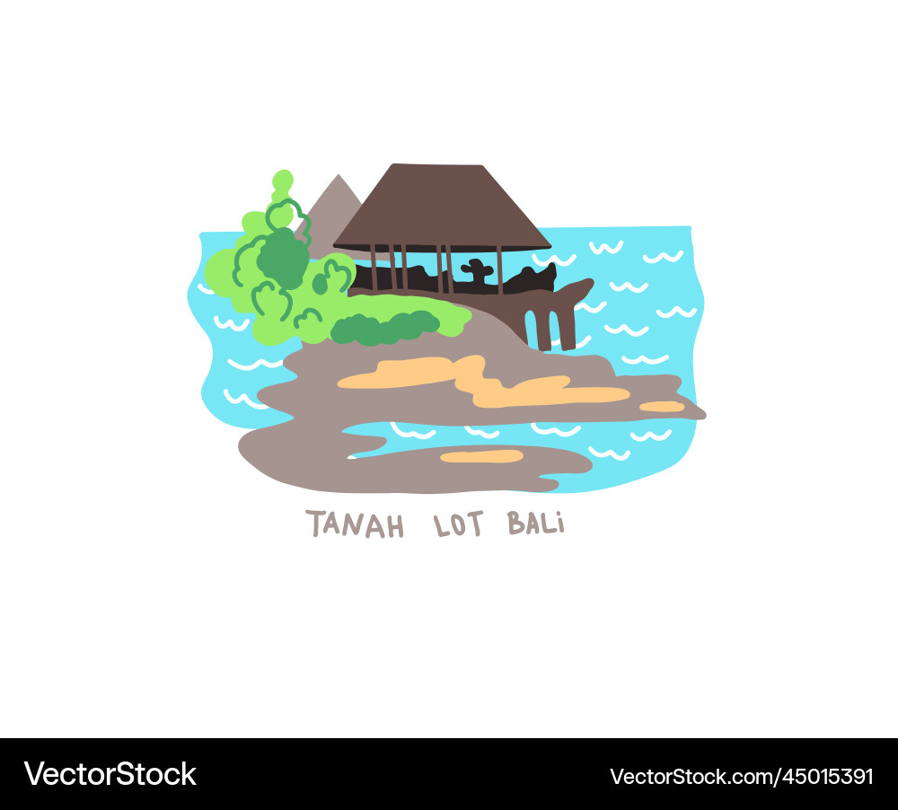Tanah lot - famous place in bali indonesia flat Tanah lot - famous place in bali indonesia flat Vector Image