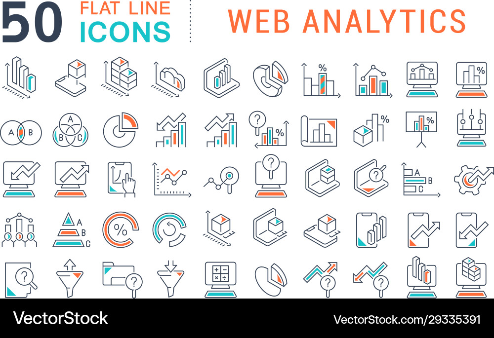 Web Analytics Line Icons vector image