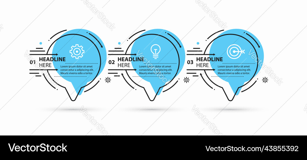 3-Step Process Timeline Chart vector image