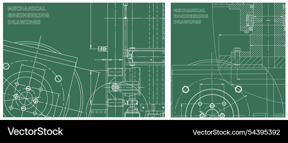 Blueprint set engine line drawing Blueprint set engine line drawing vector image