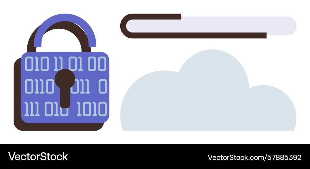 Cloud security concept with padlock binary code vector image
