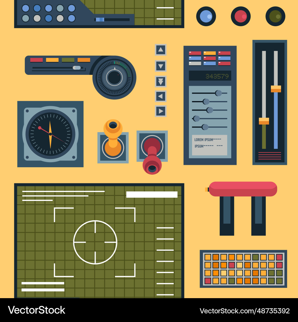 Control system with buttons and switchers Control system with buttons and switchers vector image