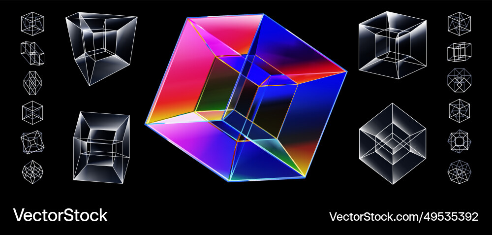 Hypercube Wireframe - Tesseract vector image