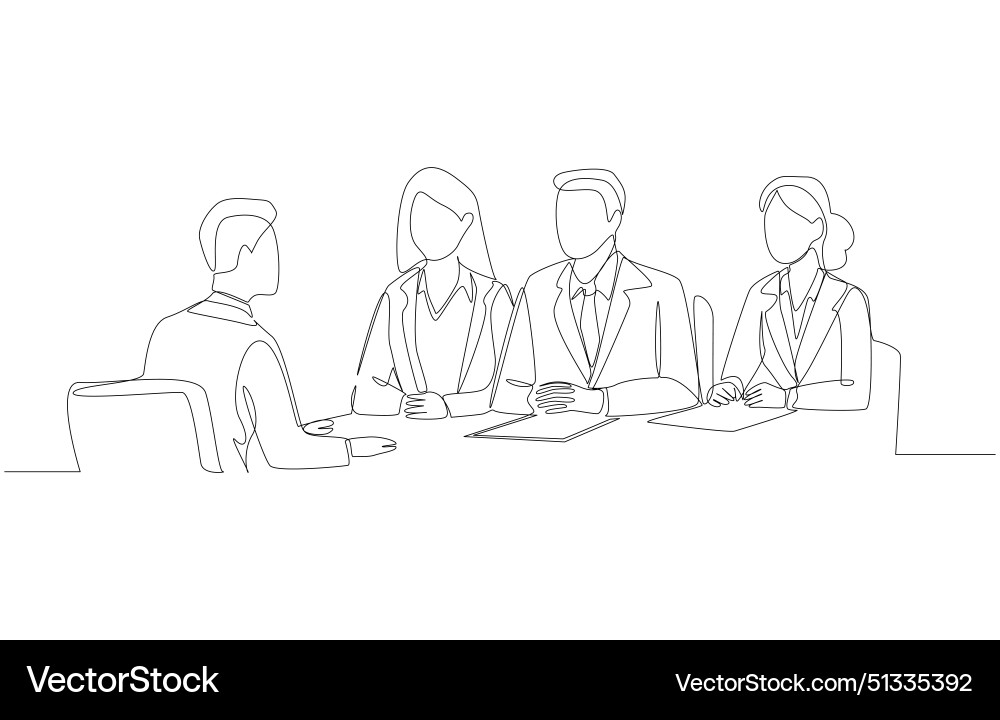 Job applicant interview with commitee Job applicant interview with commitee Vector Image