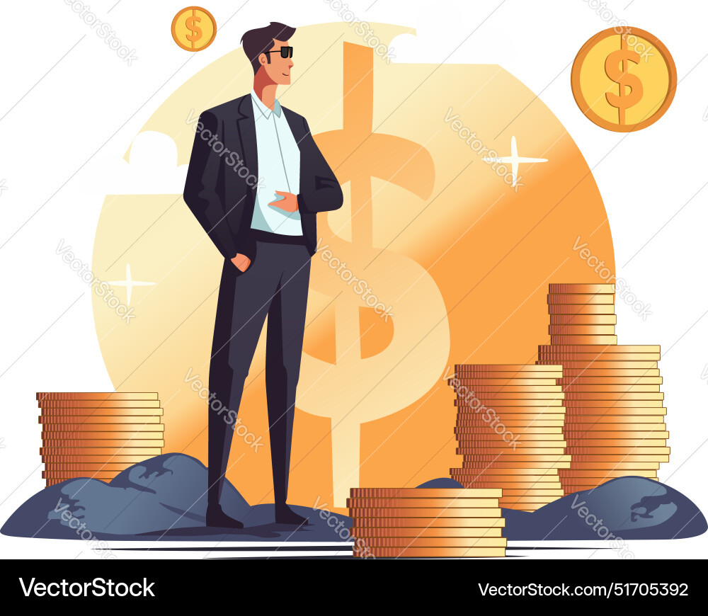 Man with Money Stack Background Vector Image