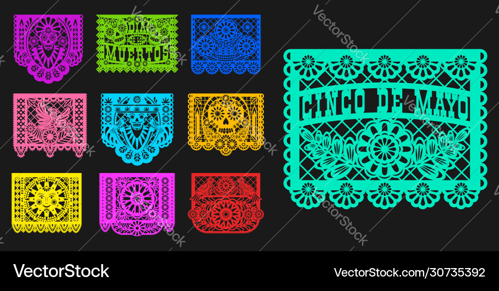 Mexican Day of the Dead Papel Picado Vector Image