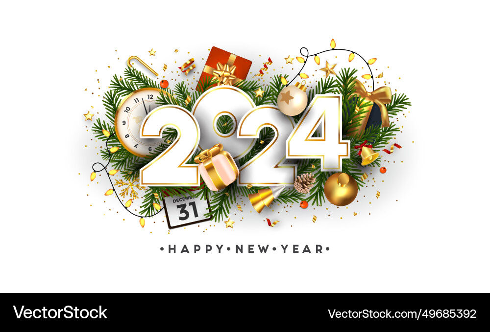 Modern greeting happy new year 2024 2 vector image