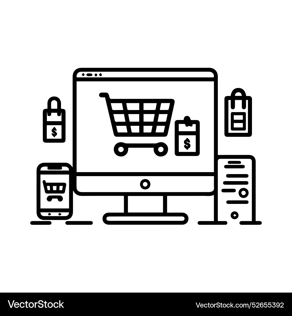 Online shopping icon or modern line symbol Online shopping icon or modern line symbol vector image
