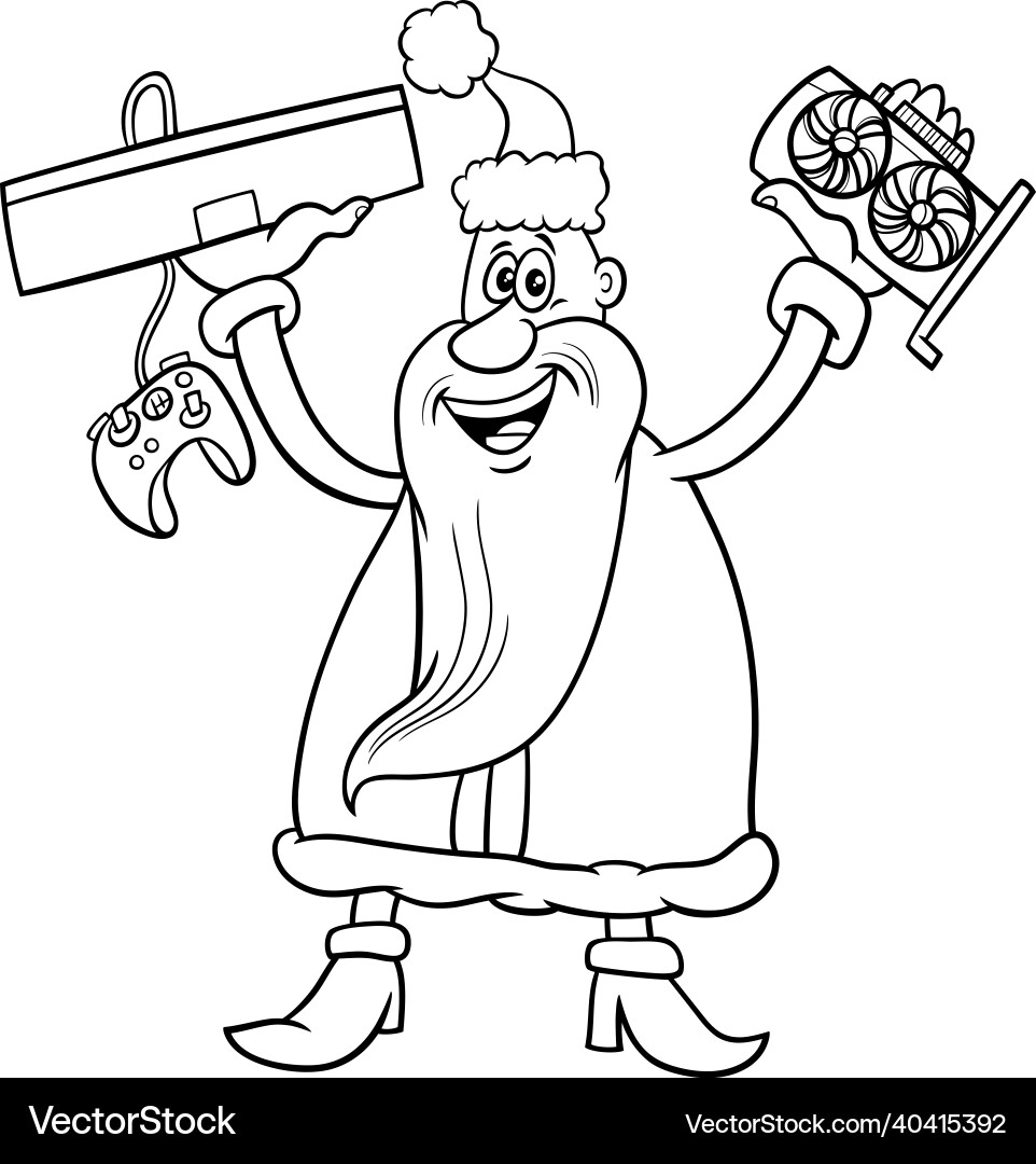 Santa claus with graphics card and game console Santa claus with graphics card and game console vector image