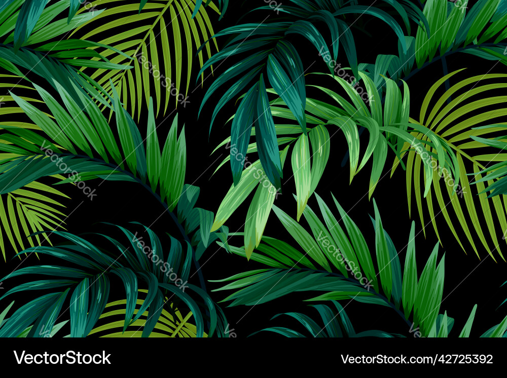 Seamless green hand drawn tropical pattern Seamless green hand drawn tropical pattern vector image