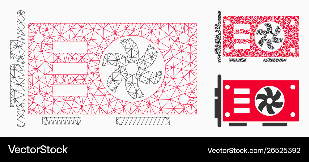 Video graphics gpu card mesh network model Vector Image