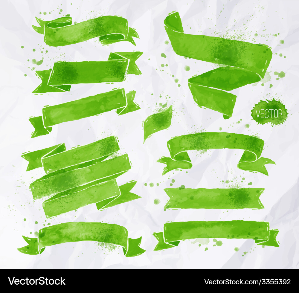 Watercolor Ribbons - Green Splash Royalty Free Vector Image