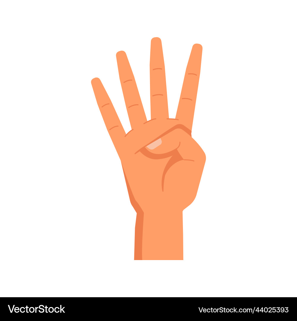 Counting with fingers four number Counting with fingers four number vector image