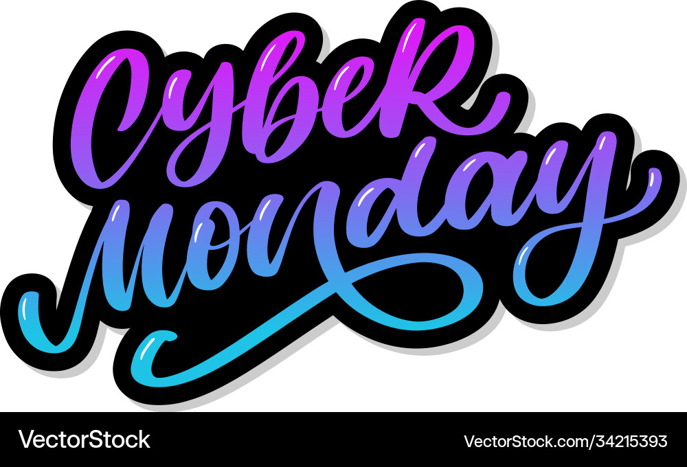 Cyber monday lettering calligraphy text brush Cyber monday lettering calligraphy text brush vector image