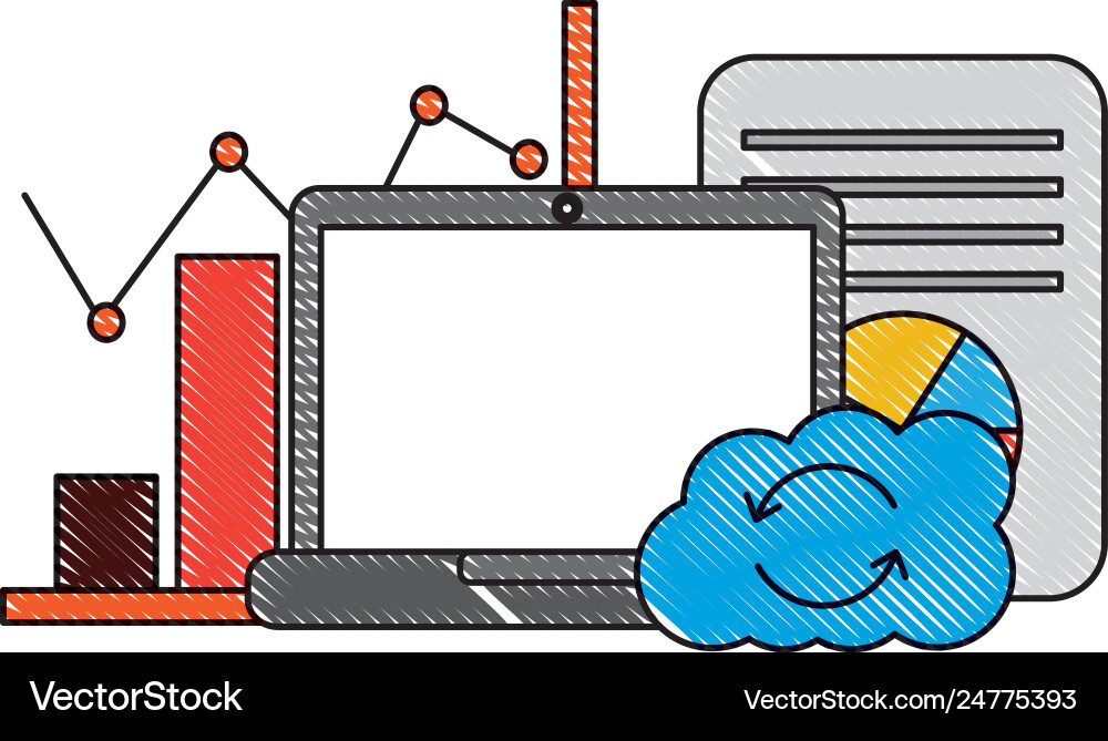 Laptop cloud computing reload chart finance Vector Image
