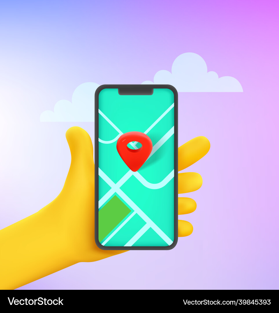 Man holding smartphone with navigation vector image