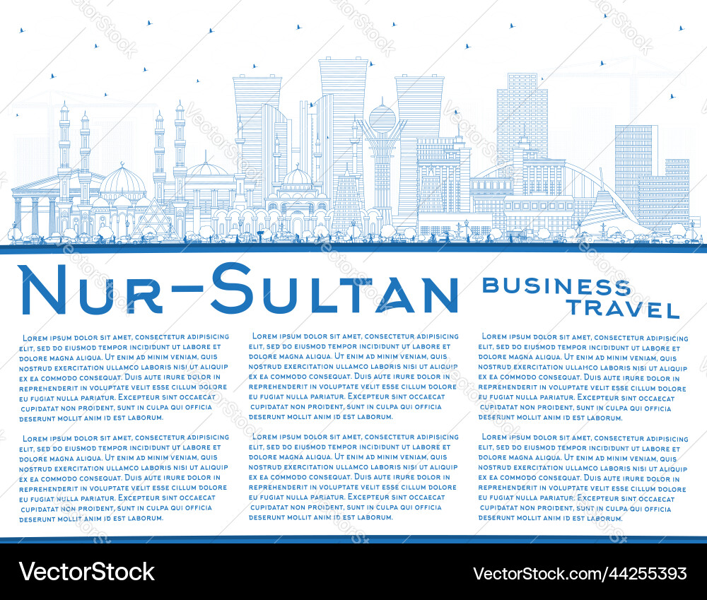 Outline nursultan kasachstan Stadt Skyline Outline nursultan kasachstan Stadt Skyline vektorbild