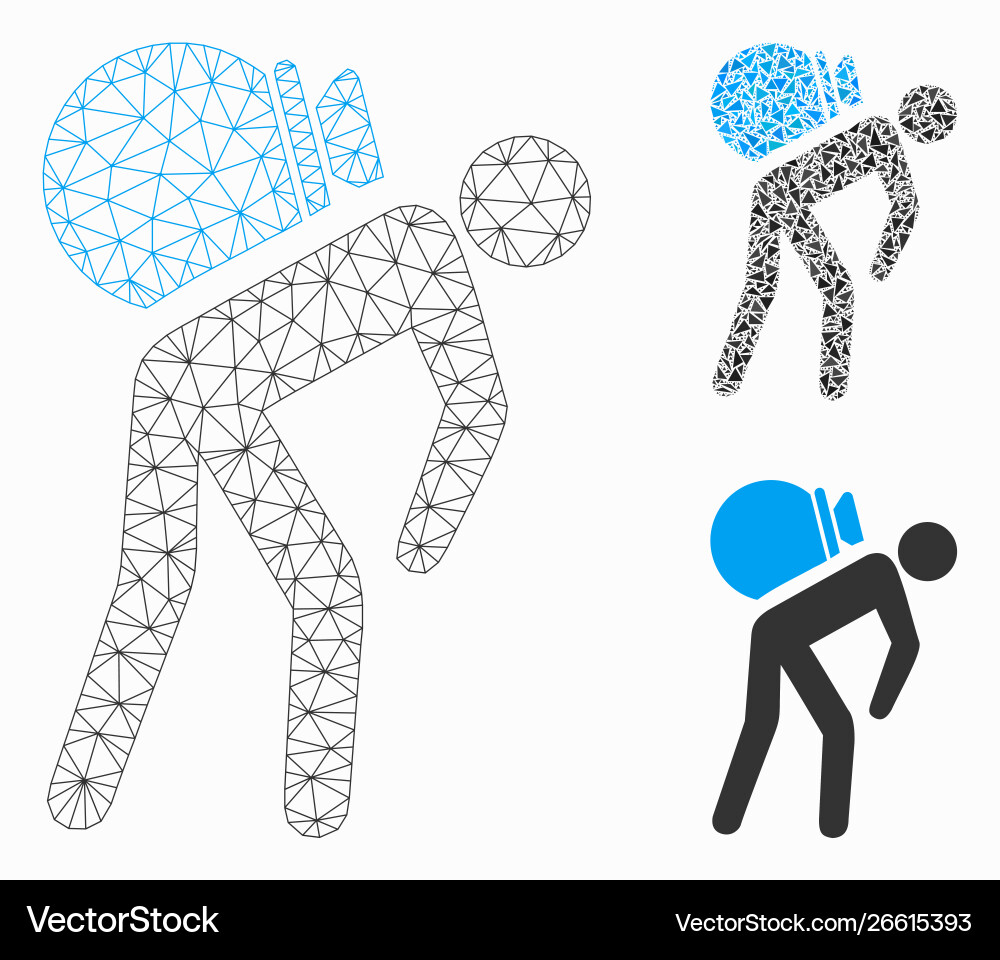 Porter mesh network model and triangle Vector Image