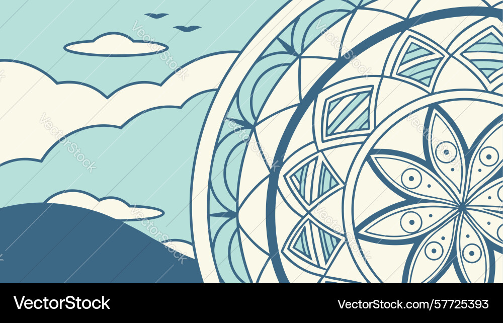Serene abstract circular pattern with flowing vector image