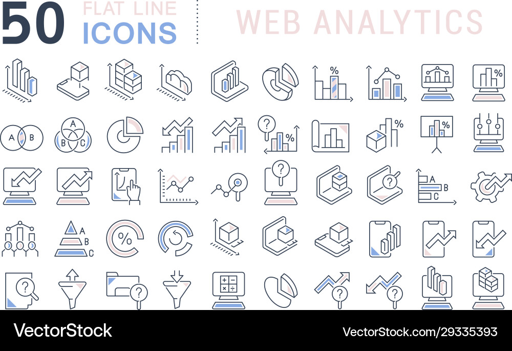 Set line icons web analytics Vector Image