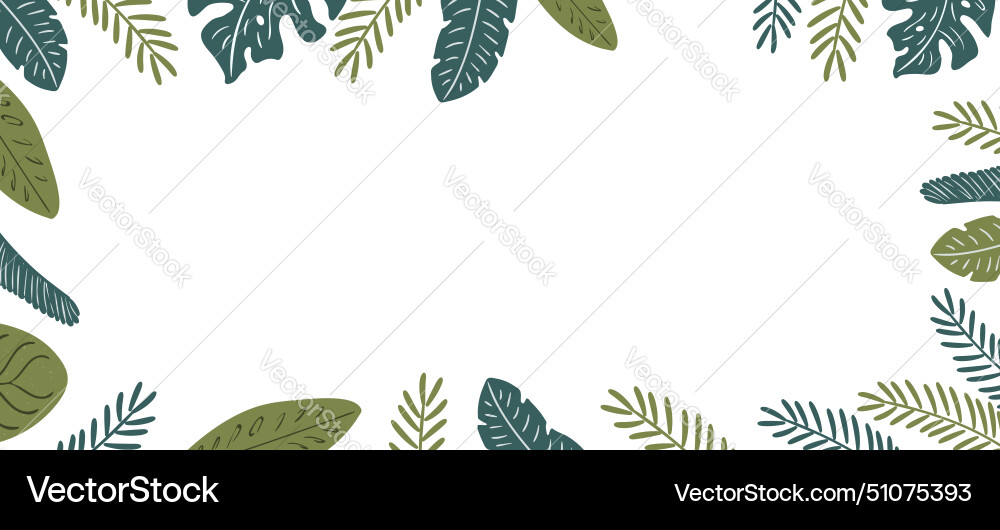 Tropical palm tree leaves fronds square frame Tropical palm tree leaves fronds square frame vector image