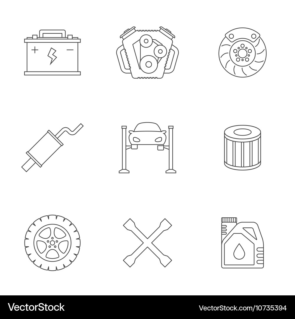 Auto service linear icons Vector Image