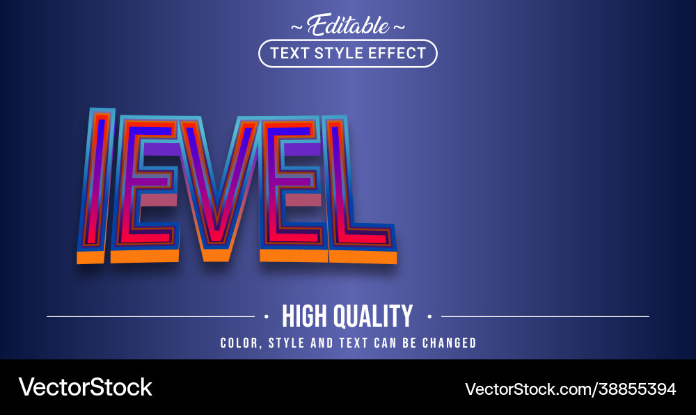 Editable text style effect - level Vector Image