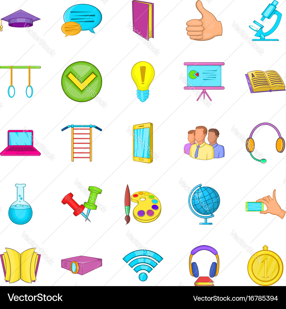 Excellent pupil icons set cartoon style Vector Image