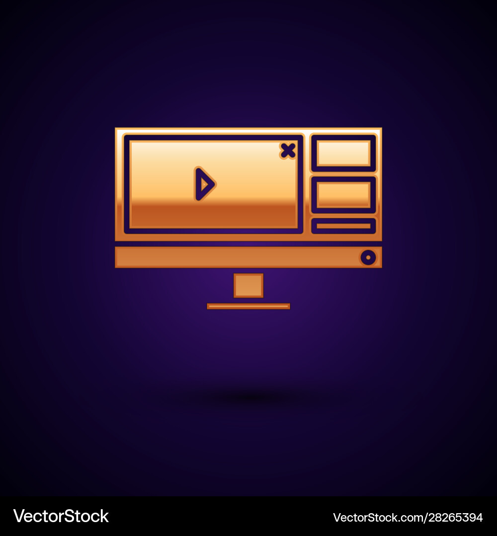 Gold video recorder or editor software on computer Vector Image