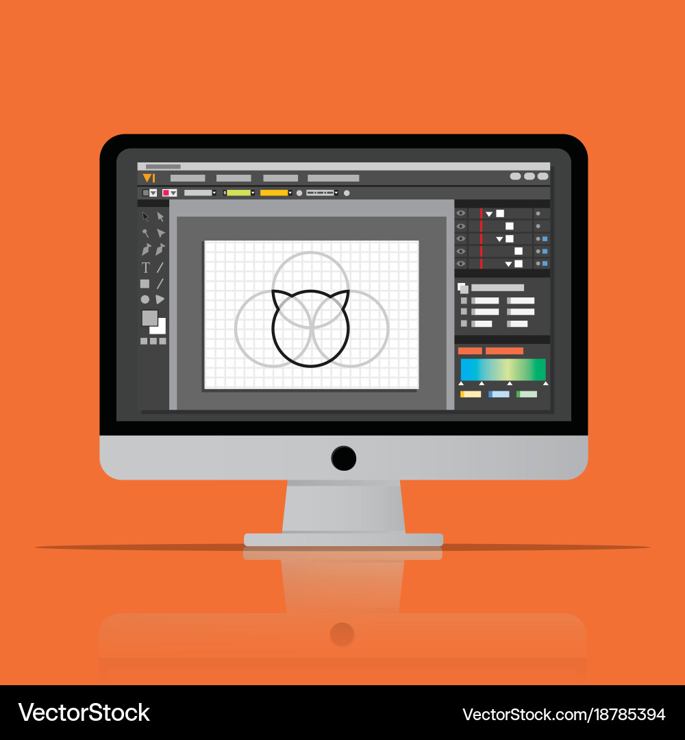 Graphic editor software icon on desktop computer Vector Image